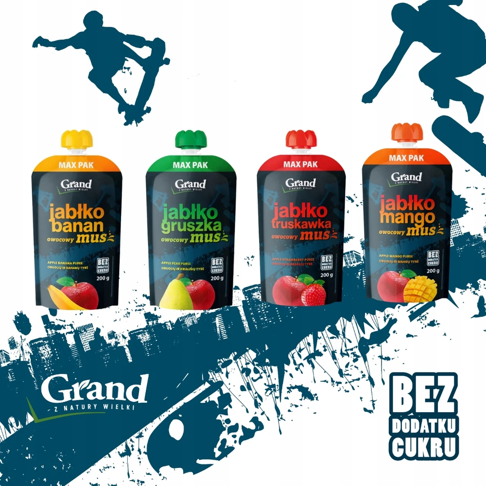 Grand 13 vienetų rinkinys Obuolių braškių putėsiai 13x200g Be cukraus. Natūralus.