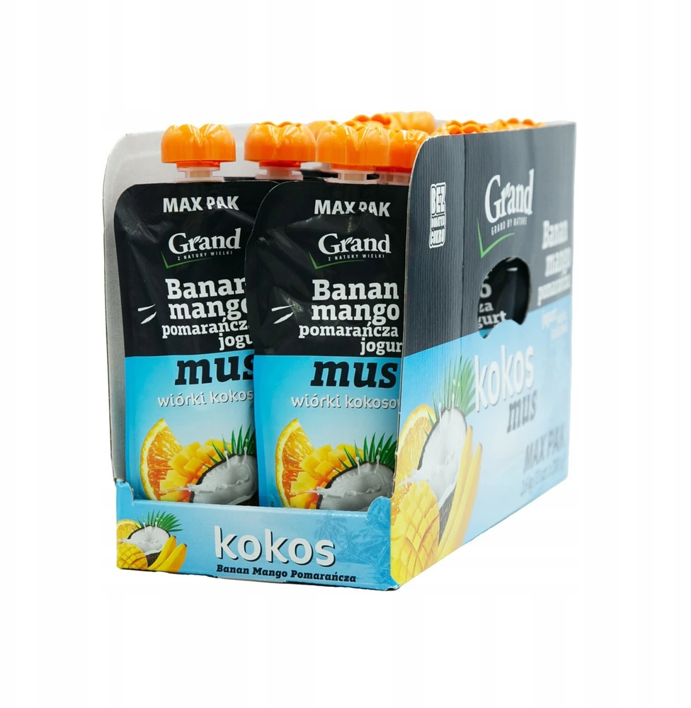 Grand Didieji vaisių putėsiai 200g – Banana Mango Oranžinis Yogurt Coconut