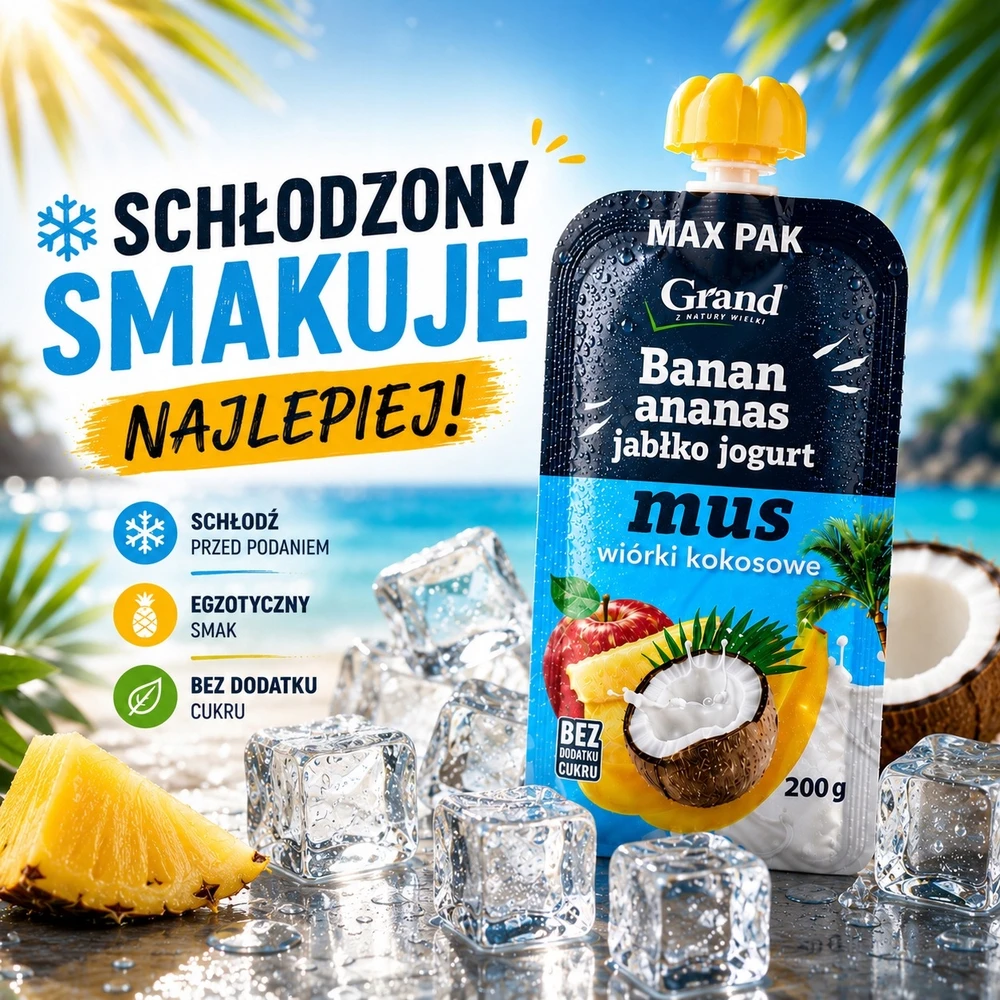 Grand Didieji vaisių putėsiai 200g – Bananų ananasų obuolių jogurtas kokosas