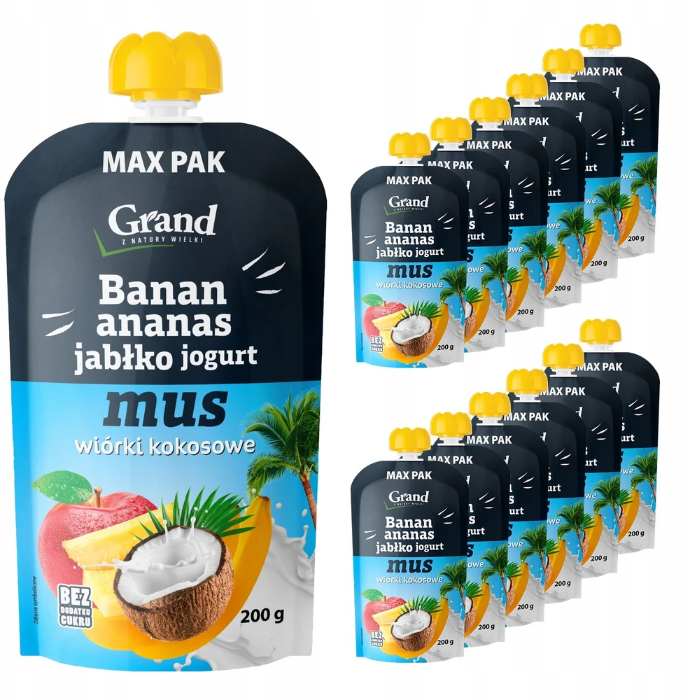 Grand Didieji vaisių putėsiai 200g – Bananų ananasų obuolių jogurtas kokosas