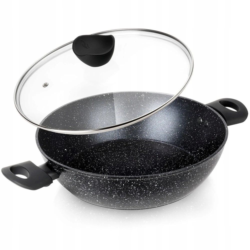GRANITINĖ keptuvė, žemas puodas, puodas kepimui, troškinimui, virimui, 28 cm