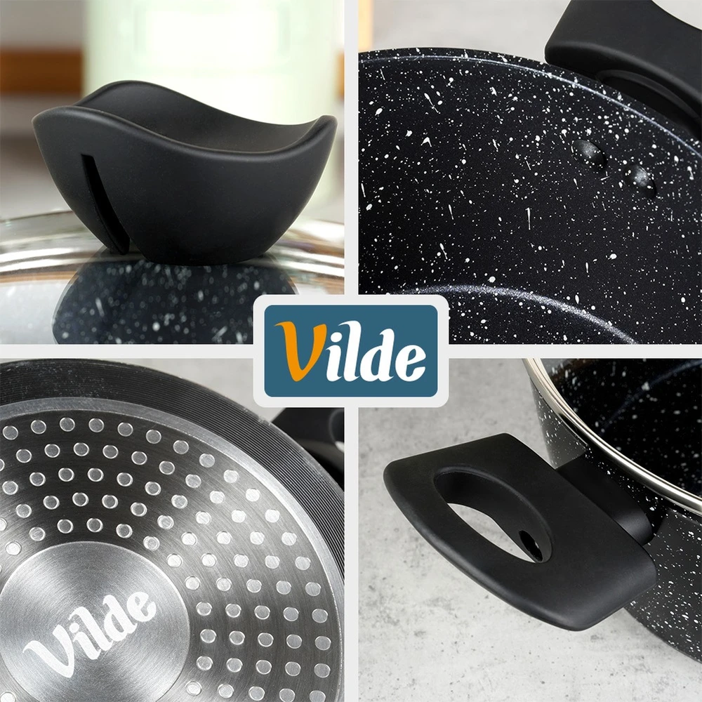 GRANITINIS puodas su dangčiu troškinimui VILDE 20 cm 2,2L