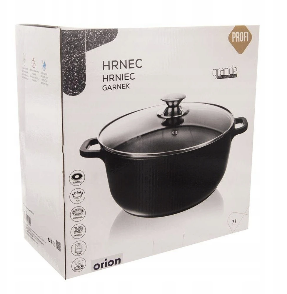 GRANITINIS puodas su dangteliu virimui, troškinimui, kepimui, 28 cm, 7L GRANDE