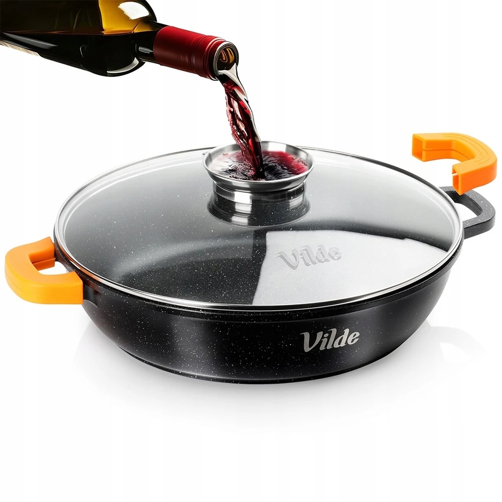 GRANITINIS puodas, žemas puodas, keptuvė troškinimui, kepimui, 32 cm, 4,7L
