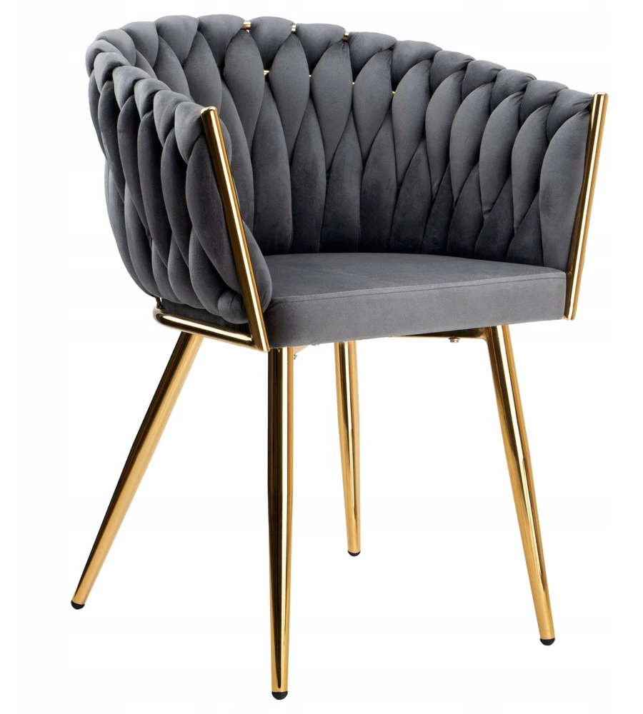 Ehokery GRAPHITE GLAMOUR GRAPHITE VELVET KĖDĖ SU AUKSO KOJĖLĖMIS AUKSO