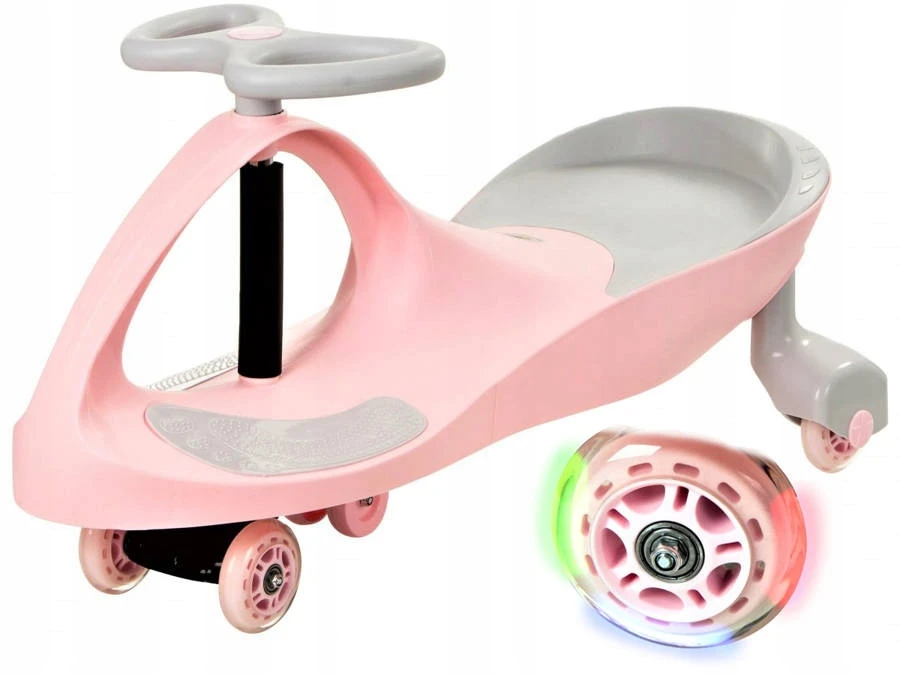 „Gravity Ride-On“ žaislinis automobilis vaikams, rožinis, šviečiantys LED ratai TWISTCAR