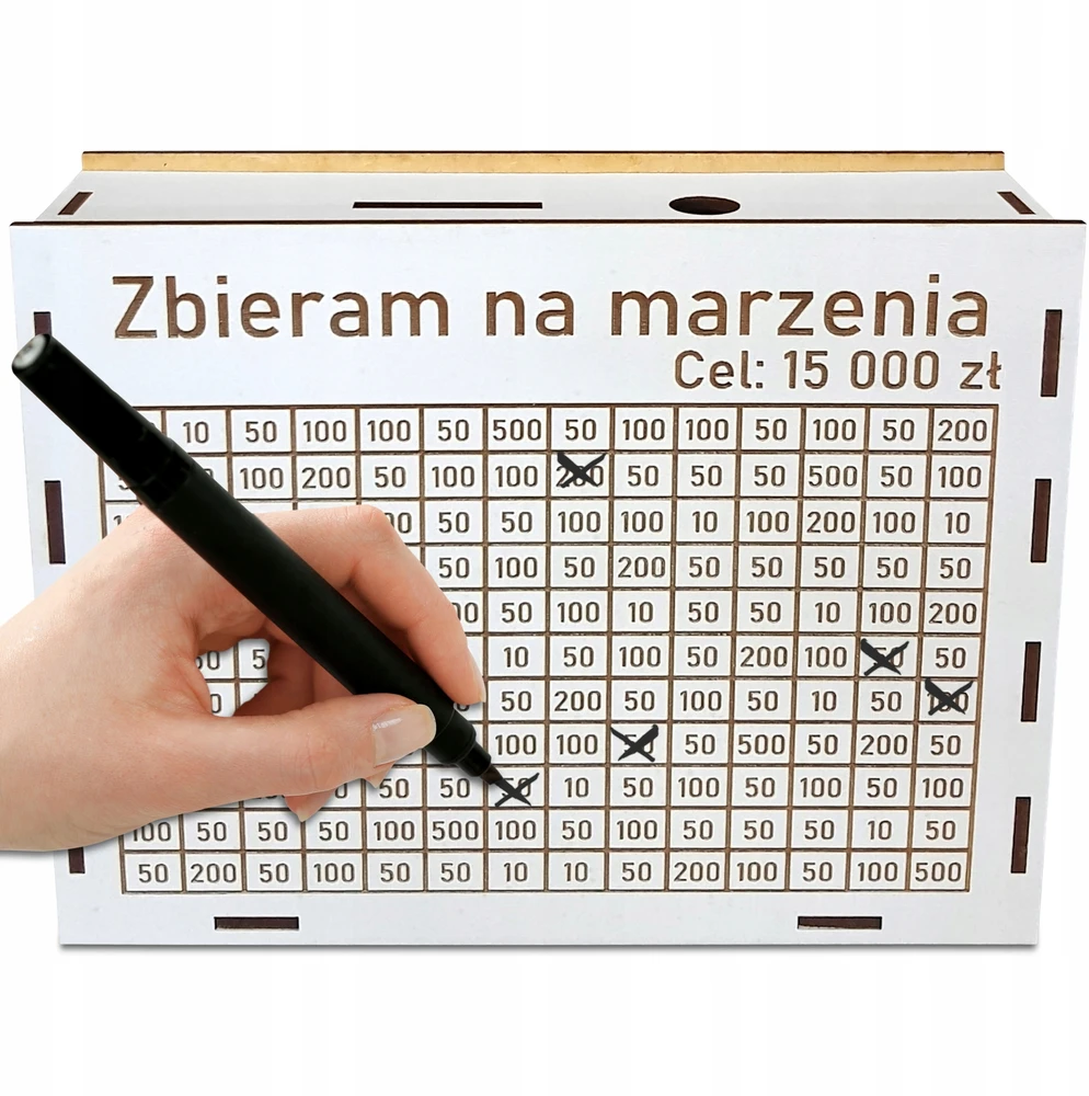 GraweroweLove SKARBONKA WYKREŚLANA PREZENT WYZWANIE OSZCZĘDZANIE TWÓJ NAPIS RÓŻNE KWOTY