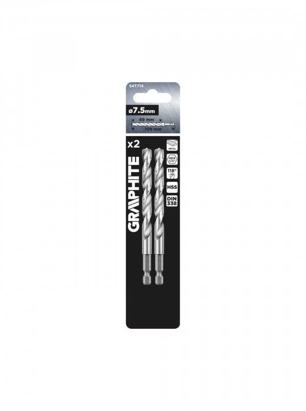 Grąžtas GRAPHITE 54T714 7,5 mm, 2 vnt.