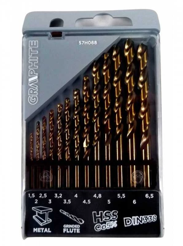 Graphite Grąžtas metalui HSS-Co 1,5-6,5 mm, rinkinyje 13 vnt.