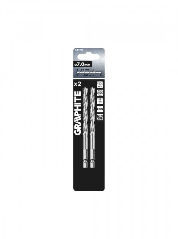 Grąžtas metalui Hex GRAPHITE 7,0 mm, 2 vnt.