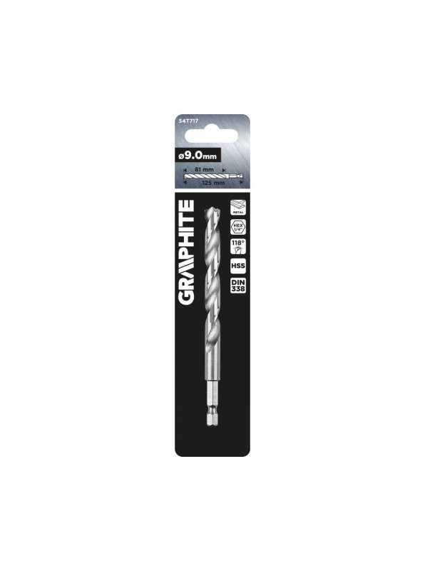 Grąžtas metalui Hex GRAPHITE 9,0 mm