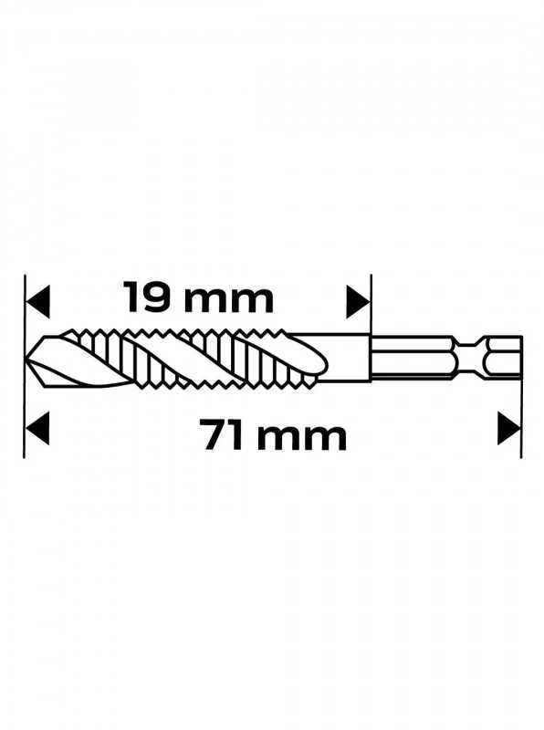 Grąžtas NEO TOOLS 08-956 M10x1.5 mm, TiN danga, šešiabriaunis