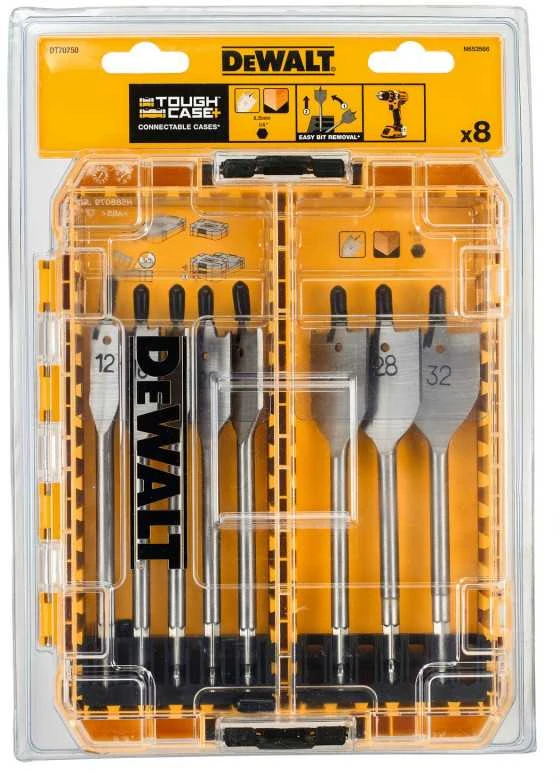 Grąžtas Plunksninių grąžtų rinkinys medienai DeWalt DT70750; 12-32 mm; 8 vnt.