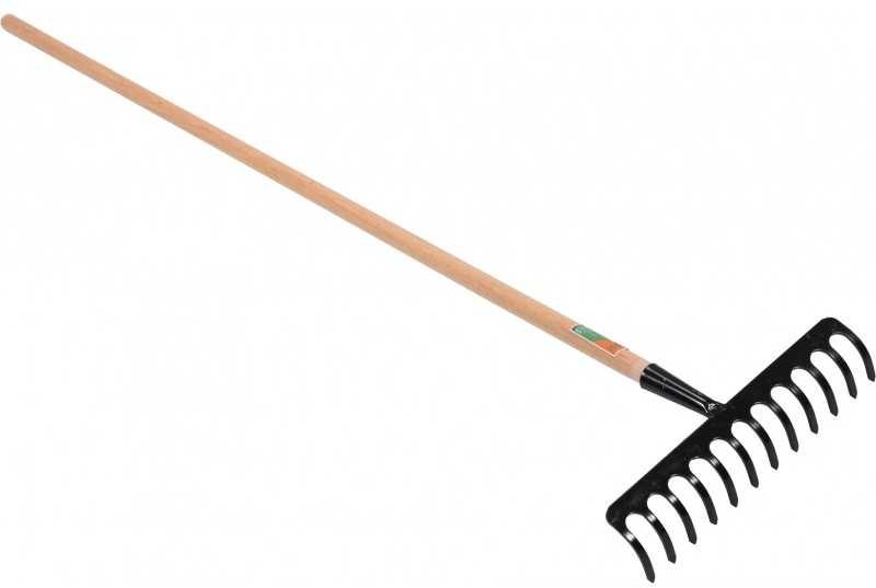 Grėblys mediniu kotu Flo | 140cm 12 dantų