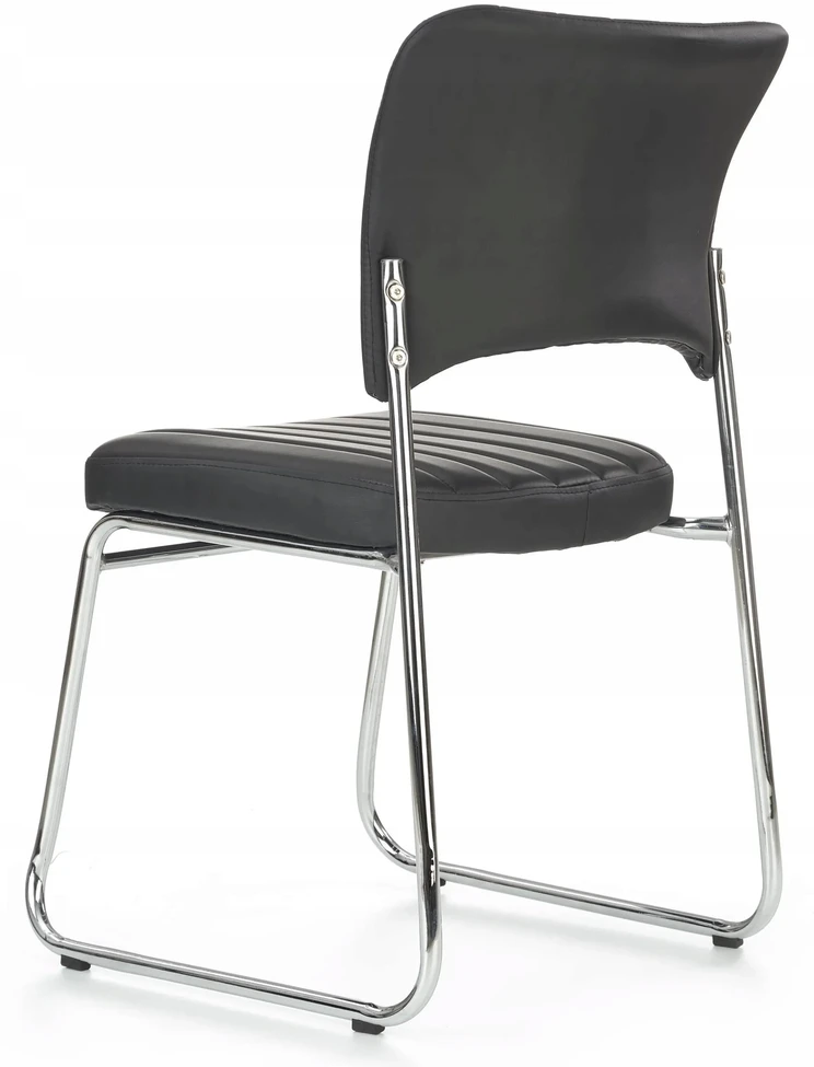 Greita kėdė Juoda Oda Chromas Modernus Halmar