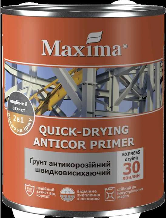 Greitai džiūstantis antikorozinis gruntas MAXIMA, pilkas, 2.8kg