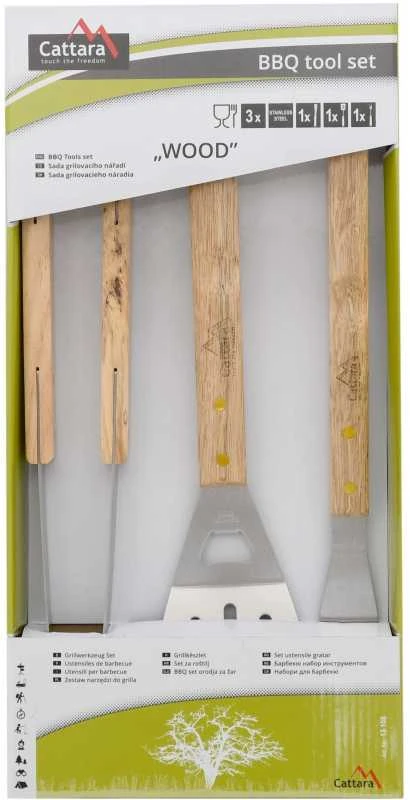 Grilio įrankių rinkinys Cattara Wood – 3 vnt.