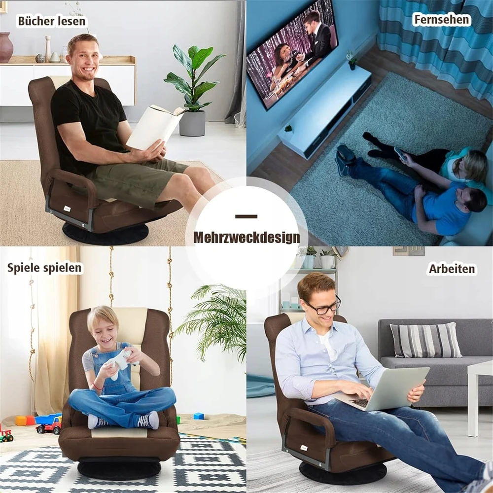 Grindų kėdė Svetainės sofa Pasukamas fotelis Reguliuojamas minkštasuolis