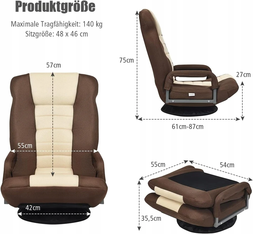 Grindų kėdė Svetainės sofa Pasukamas fotelis Reguliuojamas minkštasuolis