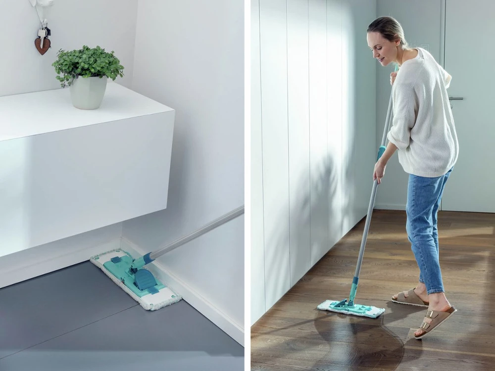 Grindų šepetys LEIFHEIT Power Clean M micro duo su teleskopiniu kotu