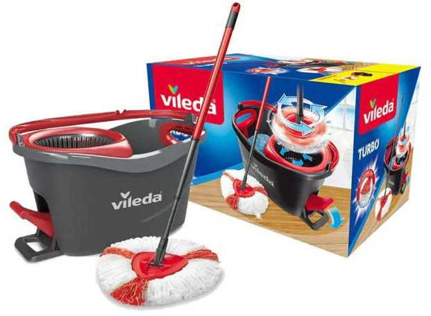 Vileda Easy Wring & Clean Turbo Grindų plovimo šluota su besisukančiu gręžtuvu | Teleskopinė rankena 85 – 123 cm