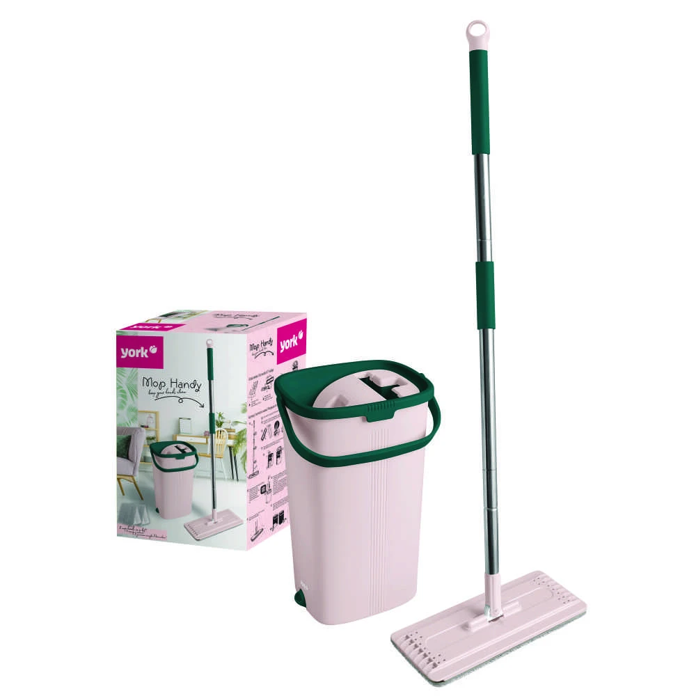 Grindų valymo rinkinys York 32x12cm/131cm/9L rožinis/žalias