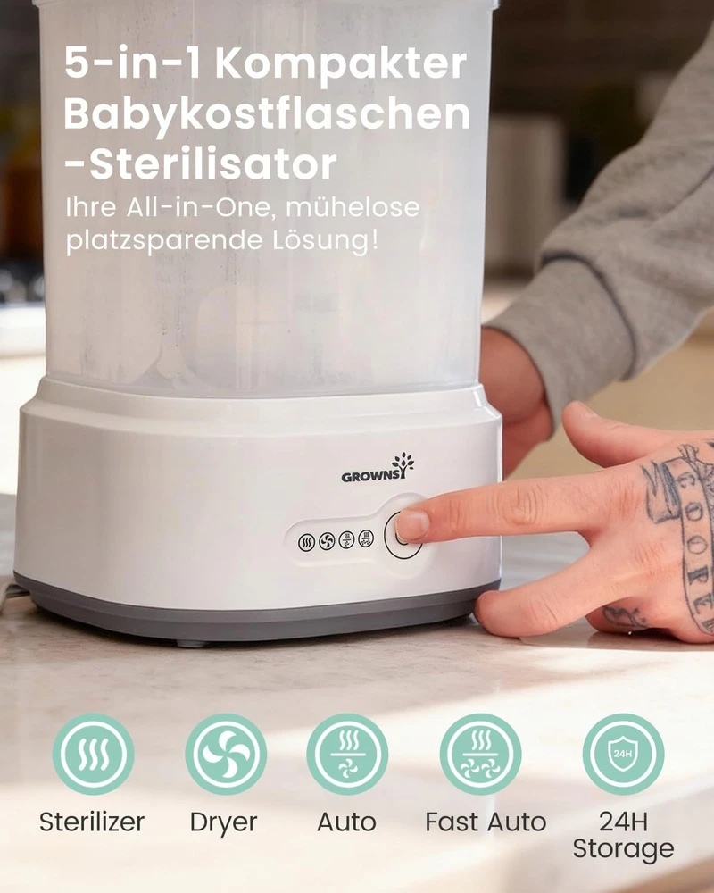 Grownsy bottle sterilizer with dryer (pilka)