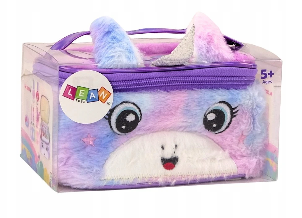 Lean Toys Grožio rinkinys pliušiniame kosmetiniame maišelyje su vienaragiu