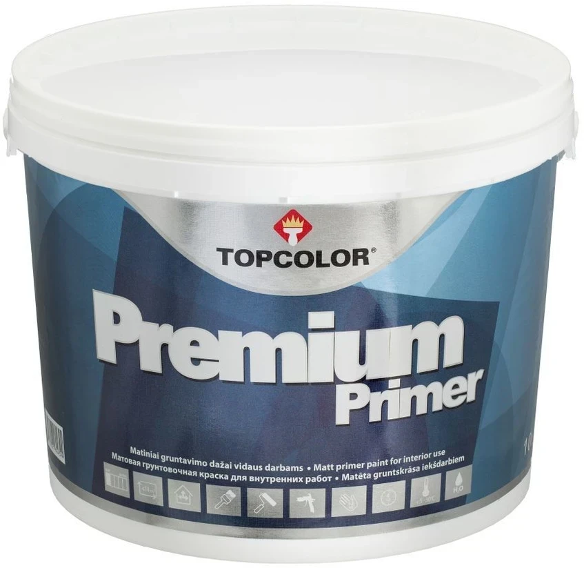 Gruntavimo dažai TOPCOLOR PREMIUM PRIMER, matiniai, baltos sp., 3 l