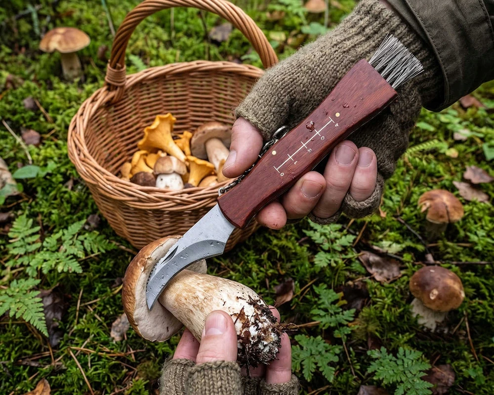 Grybų peilis su šluotele, sulankstomas kišeninis peilis, sodo peilis, montuotojo peilis