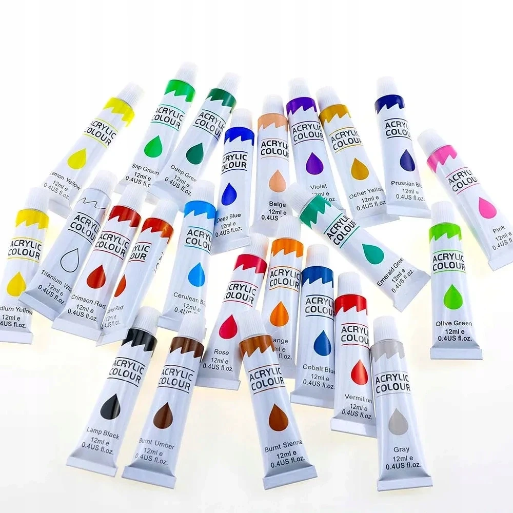 G&S FARBY AKRYLOWE DUŻY Rinkinys FARB AKRYLOWYCH W TUBKACH TUBCE 24 vnt x 12 ml