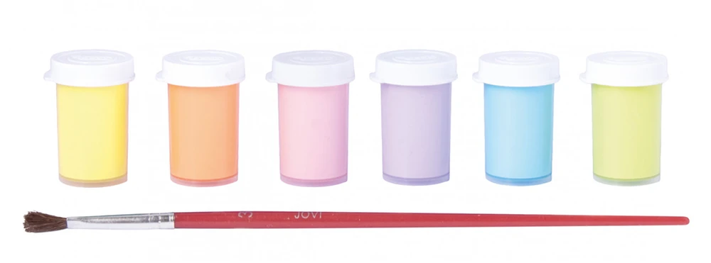 Guašas tempera JOVI, 15 ml, 6 pastelinių spalvų rinkinys su teptuku