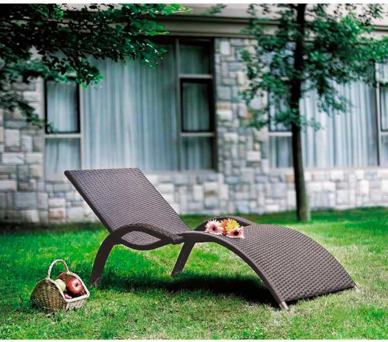 Home4You Gultas MERIDIAN, 180x75xH73cm rėmas: aliumininis su plastikinių vytelių apdaila, spalva: ruda