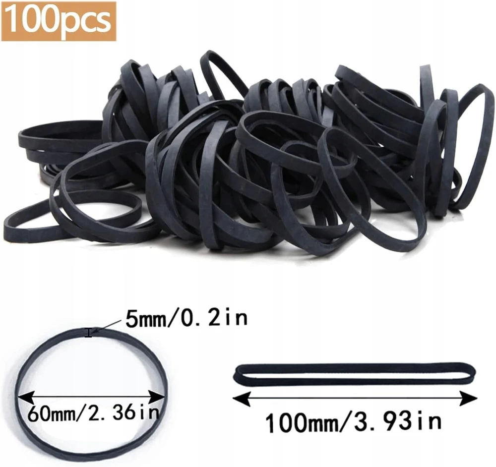 GUMINĖS JUOSTOS 100 VNT 100 X 5 MM STIPRUS Juodas ELASTINGAS TEMPAS NAMAS