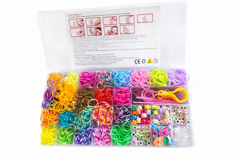 Guminės juostos apyrankėms gaminti Loom Bands DIY 1500 vnt. Box XXL komplektas