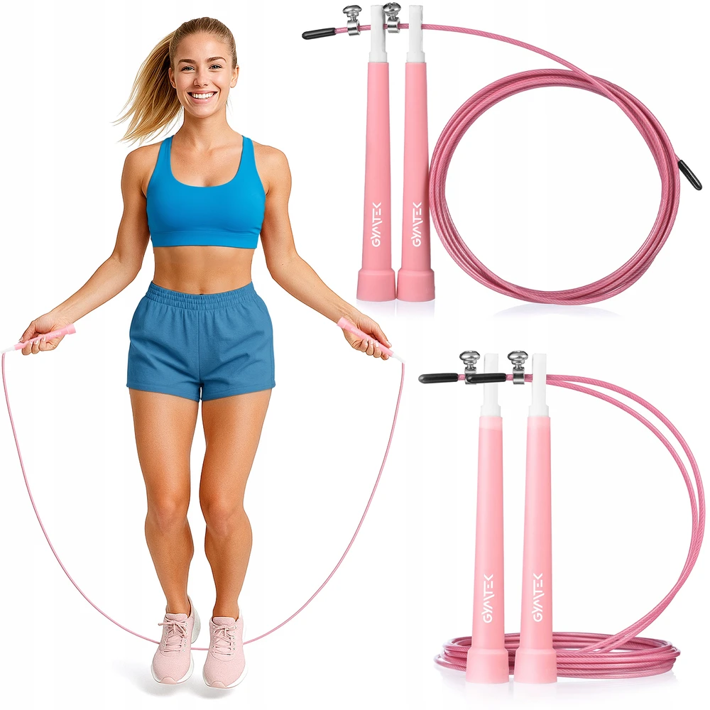 Gymtek "Queenfit®" šokinėjimo virvė - 280 cm plieno lynas - šokinėjimo virvė, greitoji virvė, šokdynė