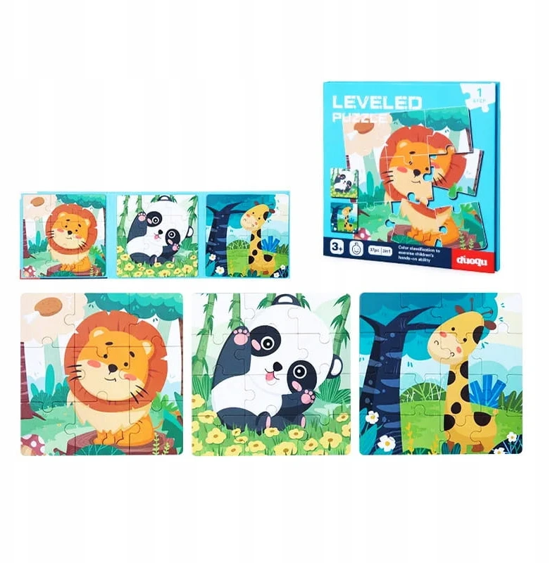 Habarri Magnetinė dėlionė 1 lygio Liūtas Panda Žirafa Dovana Mokymasis žaidžiant