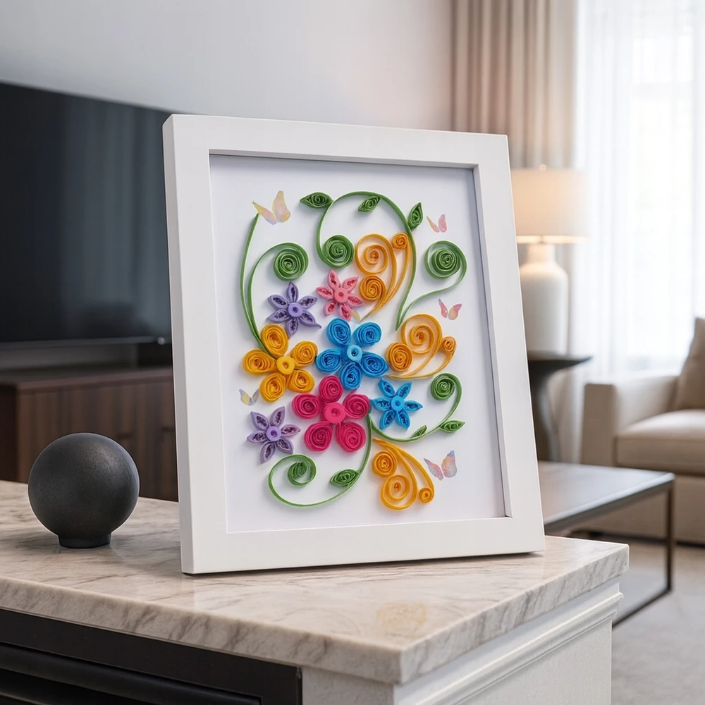 Habarri QUILLING Laukinė puokštė - Popierinės juostelės Paveikslų rėmeliai Creative DIY rinkinys