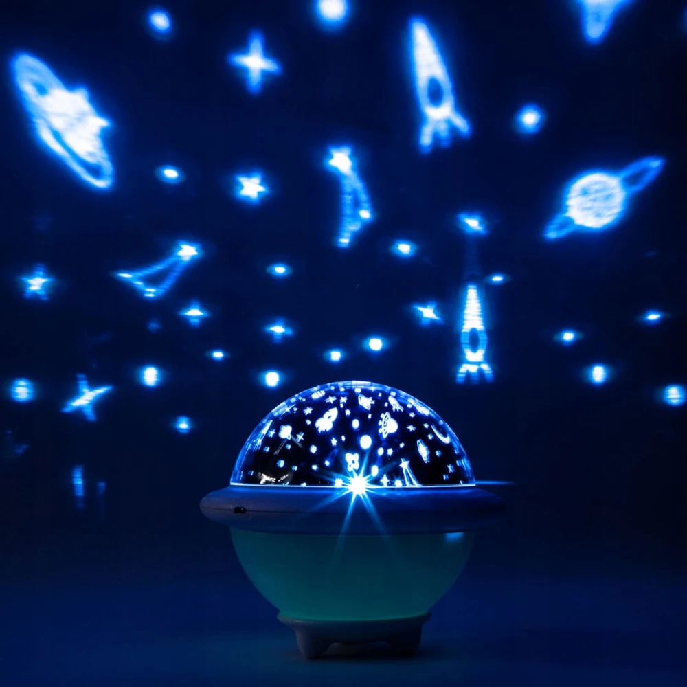 Habarri Vaikiškas naktinis dangaus ir žvaigždžių projektorius UFO rožinės spalvos