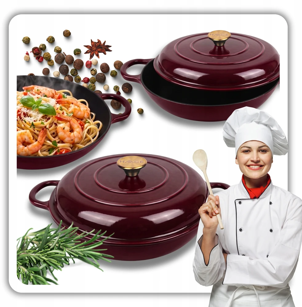 HAGE EMALINIS KETAUS PUODAS, ŽEMOJI INDUKCIJA, DUJINĖS, ORKALYSTĖ, KREPTUVE, Keptuvė