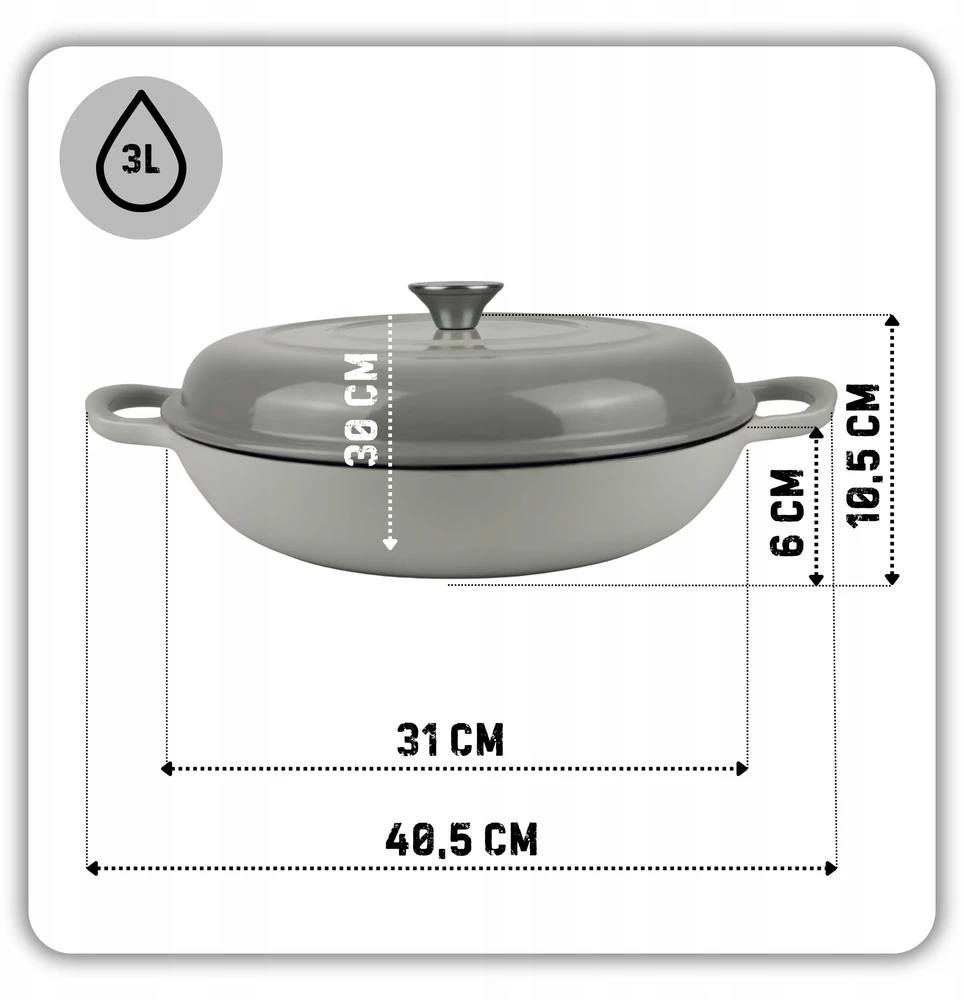 HAGE EMALINIS KETAUS PUODAS, ŽEMOJI INDUKCIJA, DUJINĖS, ORKALYSTĖ, KREPTUVE, Keptuvė