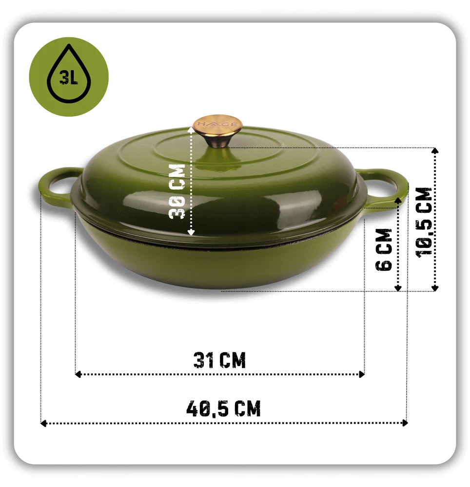 HAGE EMALINIS KETAUS PUODAS, ŽEMOJI INDUKCIJA, DUJINĖS, ORKALYSTĖ, KREPTUVE, Keptuvė