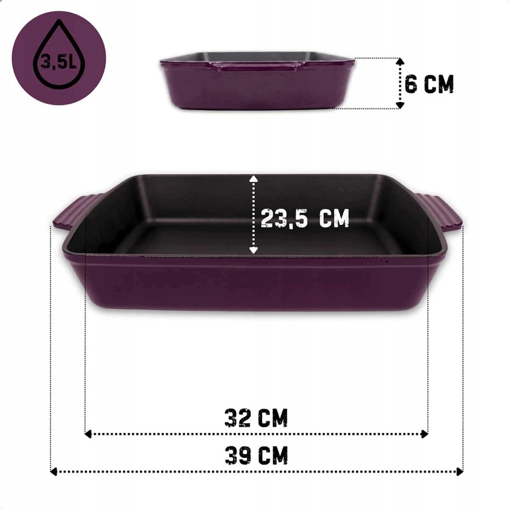 HAGE Ketaus keptuvė, baklažanų spalva - emaliuota - 32x23,5cm - 3,5L