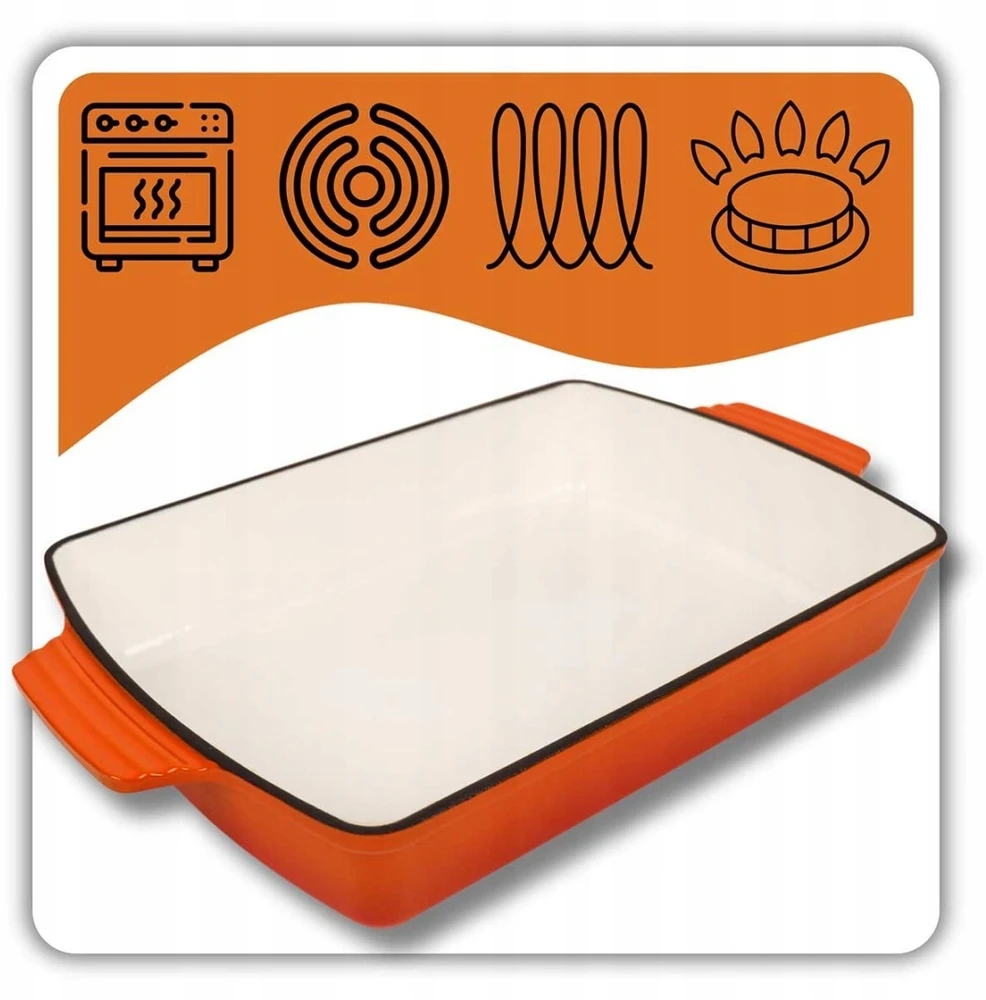 HAGE Ketaus keptuvė - ORANŽINĖ - EMALINIS - 32x23,5cm - 3,5L