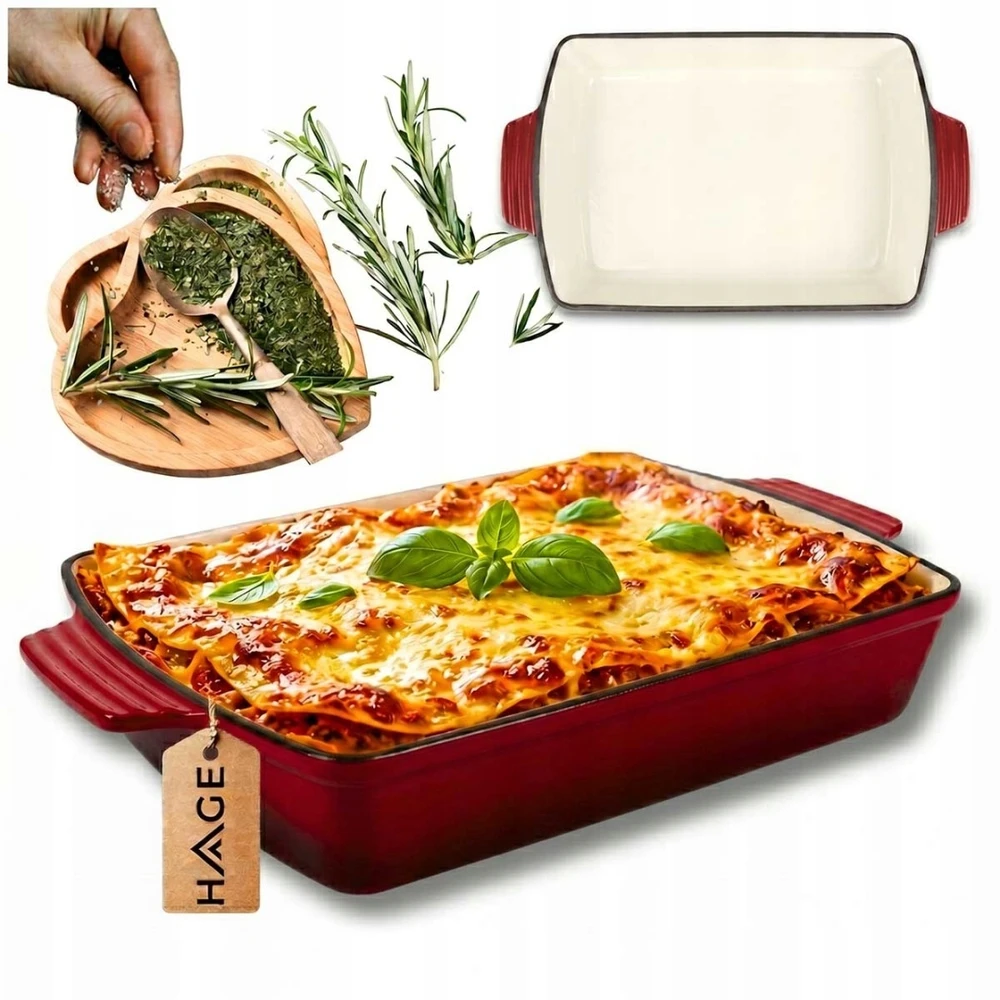 HAGE Ketaus keptuvė – RAUDONA – EMALINIS – 32x23,5CM – 3,5L