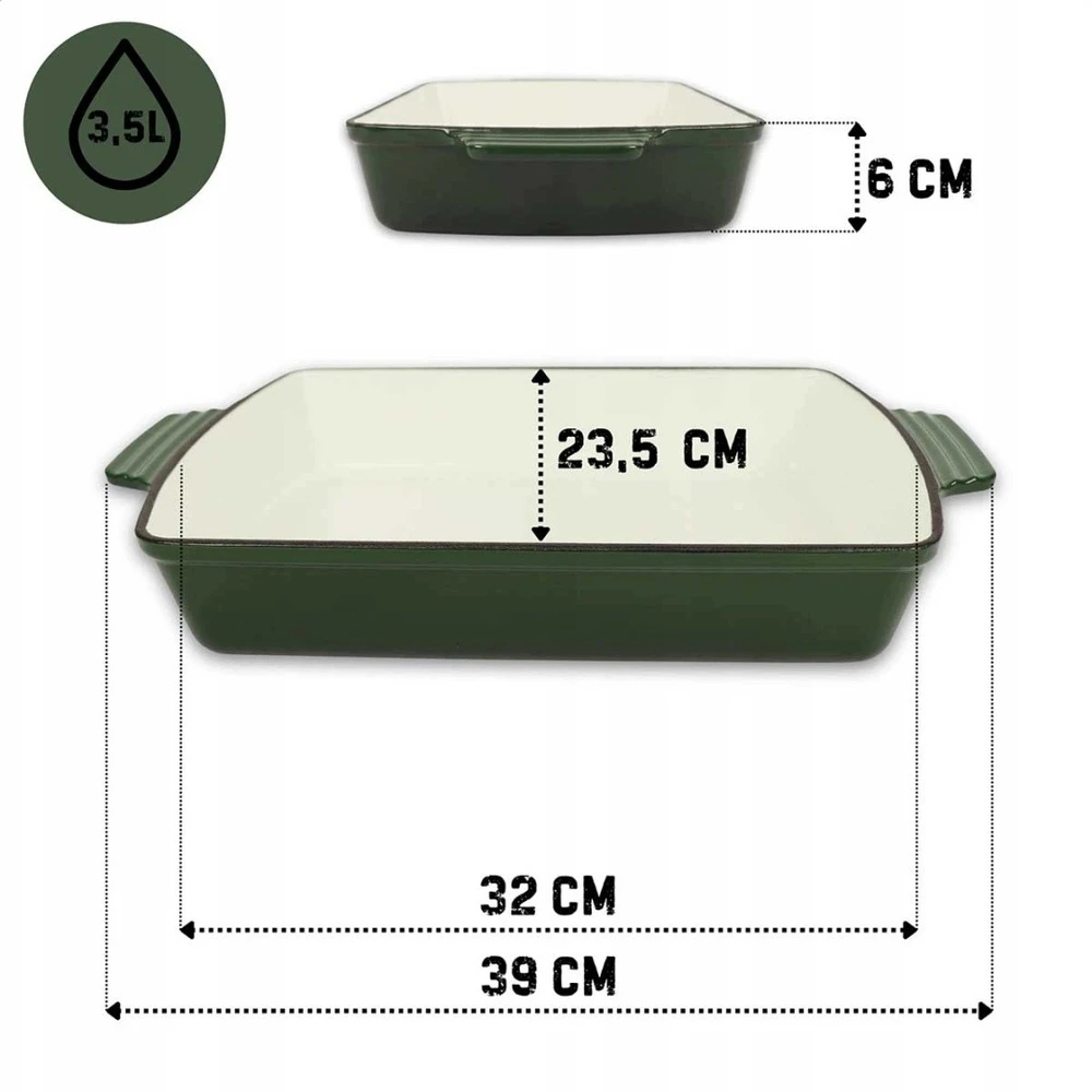 HAGE KETAUS ŠAUTUVĖ BUTELIO ŽALIA - EMALIS - 32x23,5cm - 3,5L