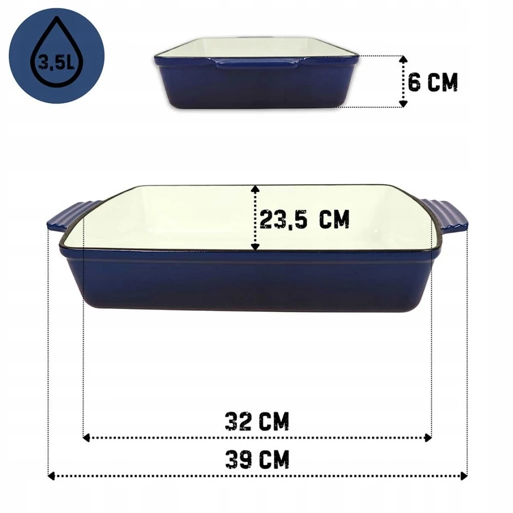 HAGE KETUS LIETUVO KETU - MĖLYNA - Emaliuota -32x23,5CM -3,5L