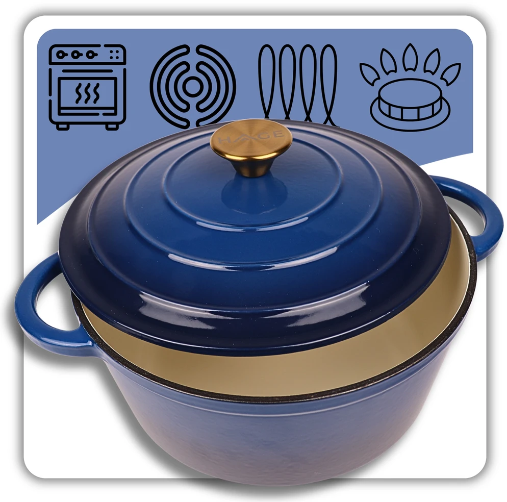 HAGE KETUS PUODAS 3L EMALINIS DANGIS NAVY MĖLYNAS DUJINĖS INDUKCINĖS KROSTELĖS 22cm