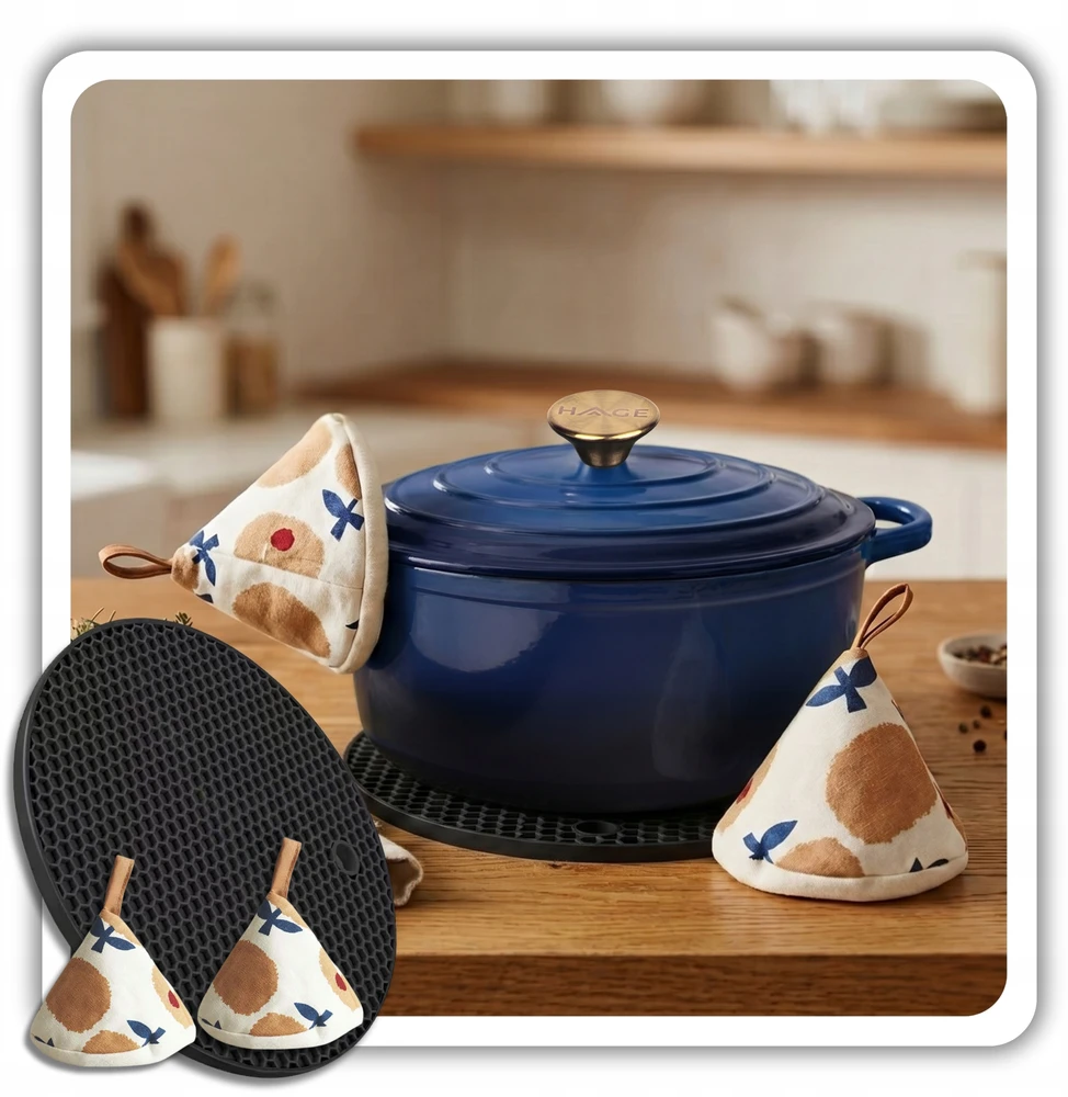 HAGE KETUS PUODAS 3L EMALINIS DANGIS NAVY MĖLYNAS DUJINĖS INDUKCINĖS KROSTELĖS 22cm