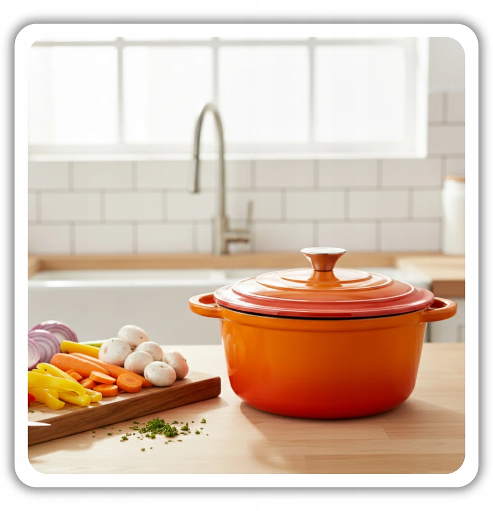 HAGE KETUS PUODAS 3L emaliuotas DANGINIS ORANŽINĖ DUJINĖ KROSTELĖ 22cm